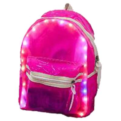 China Waterproof Cute Outdoor Bag Backpack LED Light Jelly Color Clear Double Shoulders Style for sale