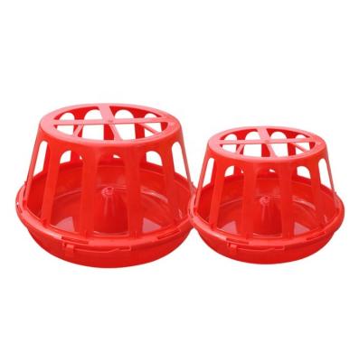 China Farms New Design 3kg Red Chicken Feeder With Thick Grid Chicken Feed Pan For Poultry Farm Breeding for sale