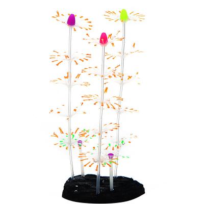 China Viable Fish Tank Aquascape Aquarium Decorations With Silicone Fluorescent Simulation Effect Coral Ornament for sale