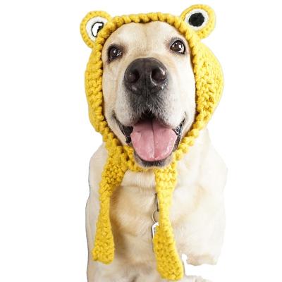 China Cute Dog Headdress Frog Hat Wool Headwear Large Funny Dogs Warm And Windproof Amazon Stocked Hot Hood Selling for sale