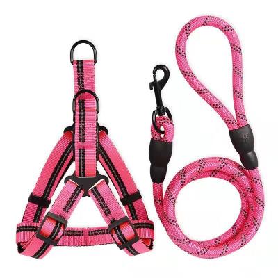 China Factory direct sales dog nylon reflective multi-color round chain chest strap comfortable pull rope comfortable for sale