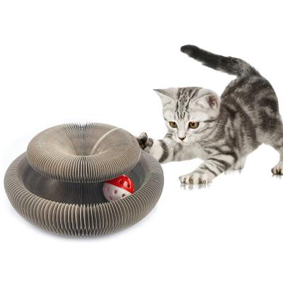 China Organ Viable Folding Deformable Cat Scratching Board Pet Toy Ball Claw Cat Rising Corrugated Wear Resistant Frame for sale