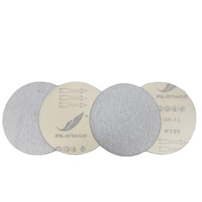 China Polishing 125mm 5 Inch White Color Sanding Discs Grit P120-P600 Assorted Hole Hook Loop Sanding Discs for sale