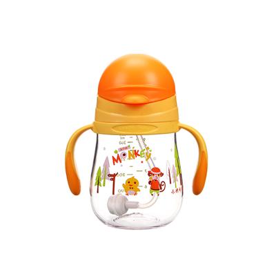 China BPA Free Infant Straw Cup With Gravity Ball Cartoon Water Bottle With Handle for sale