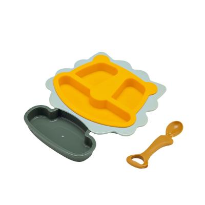 China Children's Dishes Baby Silicone Dinner Dish Set With Spoon for sale