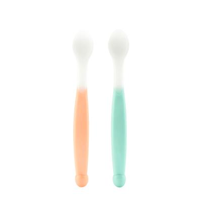 China Sustainable Plastic PP Baby Kids Flatware Utensils Long Handle Baby Feeding Spoon for sale