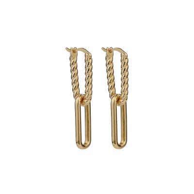 China Hot Sales Women Earrings Shape Brass Drop Earrings Geometric Twisted Earring Stud Earring For Women for sale