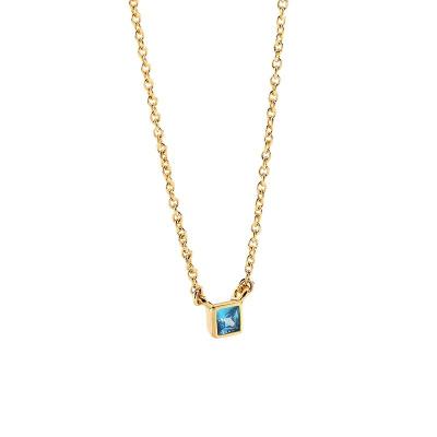 China Exquisite Fashionable Central Statistical Pop Square Zircon Square Zircon Geometric Brass 18k Gold Plating Clavicle Chain Exquisite Necklace For Women for sale