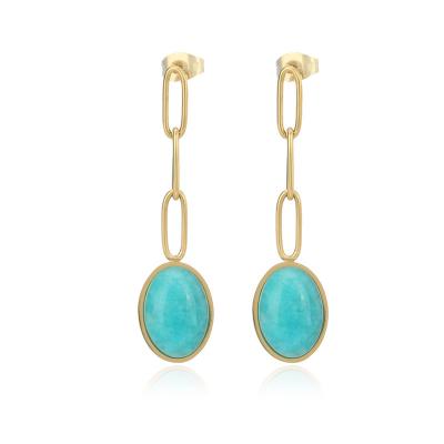 China Non-fading winter women fashion turquoise stainless steel earring fashionable to tarnish free jewelry for sale