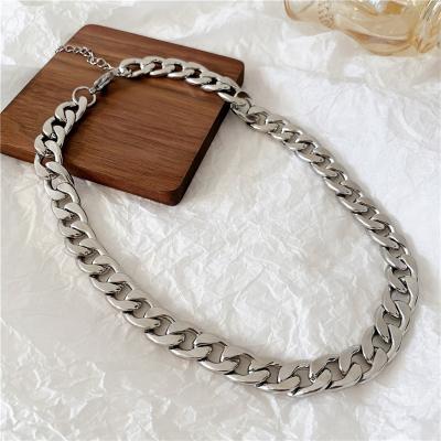 China High Quality Punk Rock Style European Unisex Stainless Steel Chunky Necklace Hip Hop Metal Chain Necklace for sale