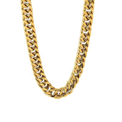 China FASHIONABLE 10mm Width Stainless Steel 18K 316L Stainless Steel Jewelry Gold Plated Necklace for sale