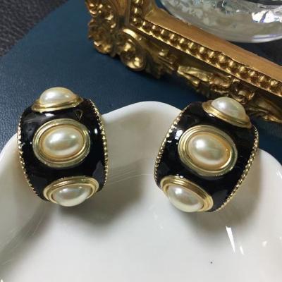 China TRENDY Silver Needle Statement Oil Drip Retro Palace Enamel Big Stud Earrings S925 For Women for sale