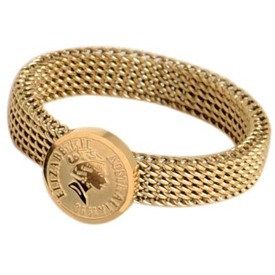 China CLASSIC Cool Style Strap Round Stainless Steel Coin Ring 18k Gold Ring for sale