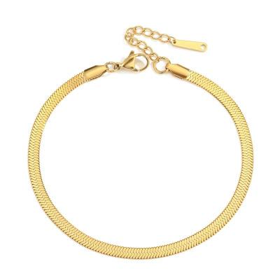 China Vintage Woman Tops Fashionable Jewelry Herringbone Chains Stainless Steel Anklets For Women for sale