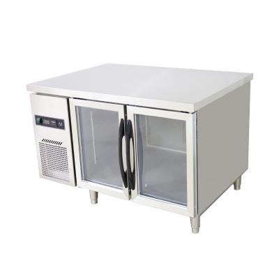 China Single-temperature Preservation Worktable Energy-saving Blue Light Glass Kitchen With Obvious Food Preservation Machine for sale