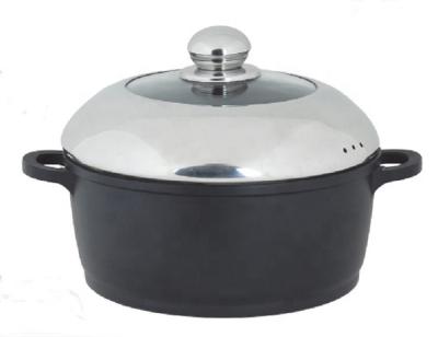 China Sustainable Cast Aluminum Nonstick Casserole With Induction Bottom& Tempered Glass Lid for sale