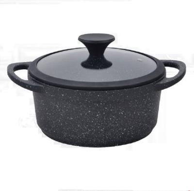 China Sustainable 24cm Roma Series Die Cast Aluminum Cookware Nonstick Casserole Cooking Pot With Glass Lid for sale