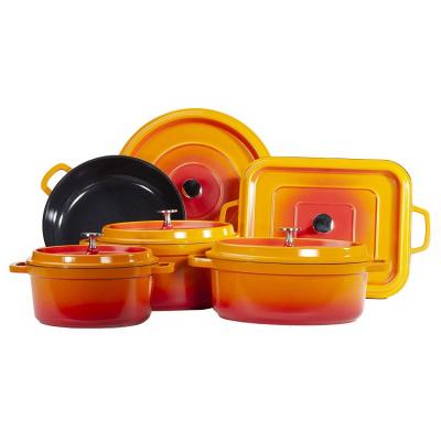 China Durable Cast Aluminum Ceramic Coating Round Dutch Oven Nonstick Cookware Sets for sale