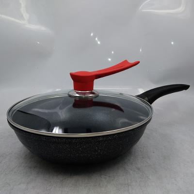 China Durable cast aluminum non-stick wok with marble for sale