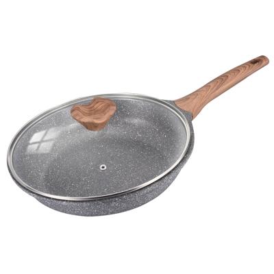 China 28cm Durable Cast Aluminum Nonstick Marble Coating Frying Pan With Induction And With Lid for sale