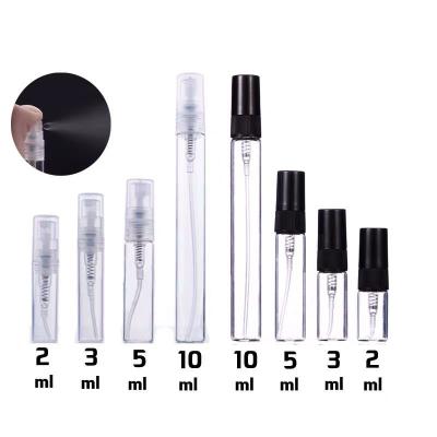 China 2ml/3ml/5ml/8ml/10ml Glass Cosmetic High Quality Perfume Spray Sample Bottles Sprayer Perfume Gift Vials Bottle With Black Cap for sale