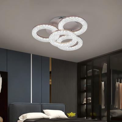 China Factory direct sale Luxury Crystal Decorative Round Ring Led outdoor ceiling light for living room bedroom for sale