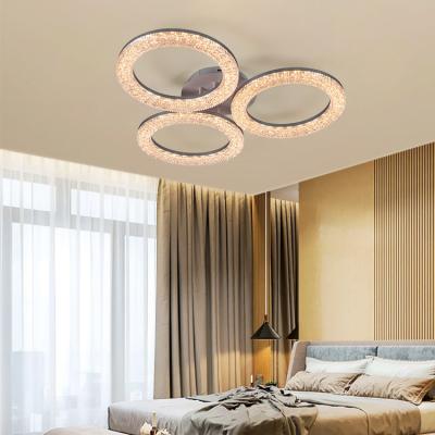 China Latest Design Surface Mounted Crystal Decorative Lighting Modern Surface Mounted Round Ring Led Ceiling Light for sale