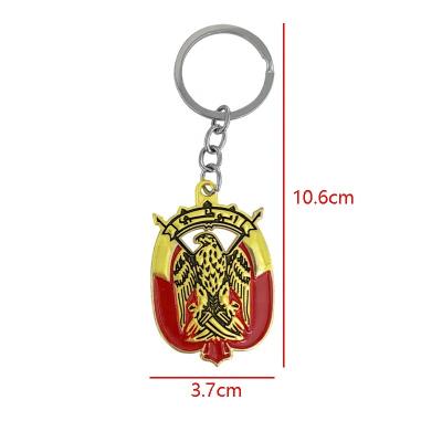 China Promotion Gift Car Key Chain Abu Dhabi UAE Hawk Badge Metal Car Key Chain Souvenir Gift Double Sided for sale