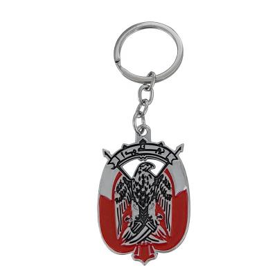 China Customized Abu Dhabi Hawk Badge Logo Double Sided Car Keychain Key Chain Gift UAE Promotion Car Key Chain 3D Metal Small for sale