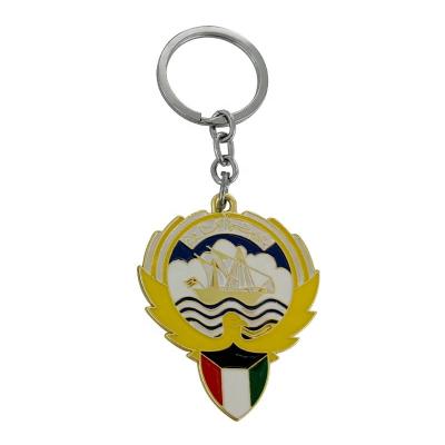 China Promotion Gift Customized 3D Metal Car Key Chain Buckle Kuwait Flag Badge Logo Car Key Chain Double Sided Car Key Chain Gift for sale