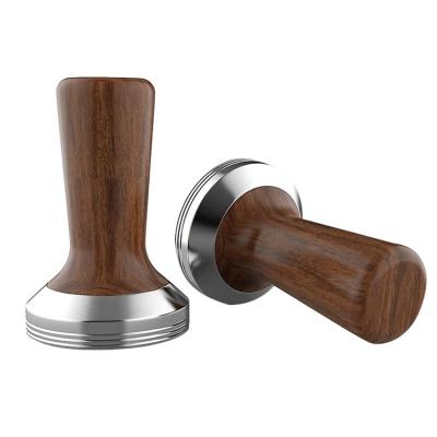 China Sustainable Bartender Tools Wood Handle Stainless Steel Coffee Tamper Calibrated Espresso Coffee Dispenser Coffee Accessories for sale