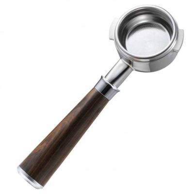 China Bartender's Tool 58mm Nova Wood Handle Viable SUS 304 Two Ear Portafilter Bottomless Cafe Accessories for sale