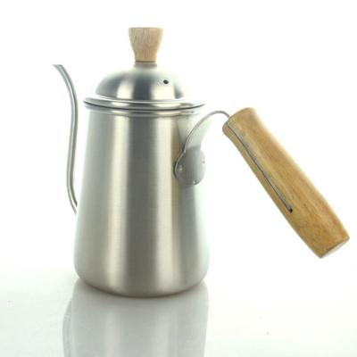 China Bartender Tool Durable 304 Stainless Steel Coffee Drip Kettle Pour Over Gooseneck Teapot With Wooden Handle Coffee Accessories for sale