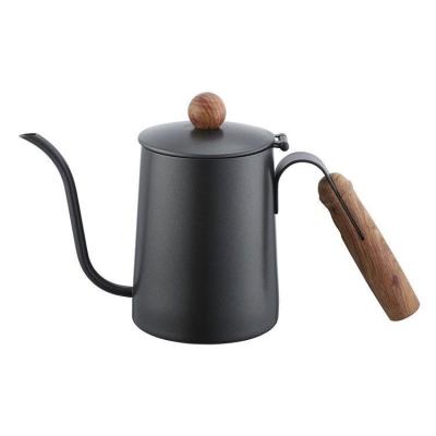 China Sustainable Coffee Accessories Bartender Tool 304 Stainless Steel Coffee Drip Kettle Pour Over Gooseneck Teapot With Wooden Handle for sale