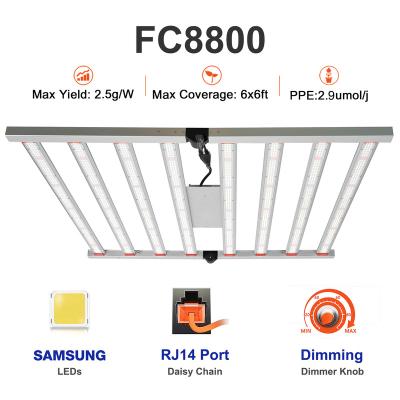 China RJ14 Port Flower Factory 880 Watt 8 Bar 800w 720w Full Spectrum Dimming Samsung LM301B LM301H Button Samsung LM301B LM301H Led Grow Optical UV Guide IR Flower Booster for sale