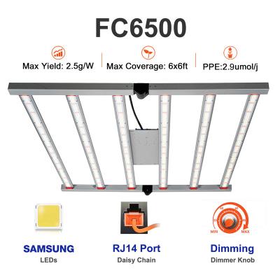 China 2022 New Design CrxSunny FC6500 650w Full Dimming Button Samsung Spectrum Led Grow Lights Coverage 5*5ft PPFD 1200 LM301B Grow Light Bar for sale