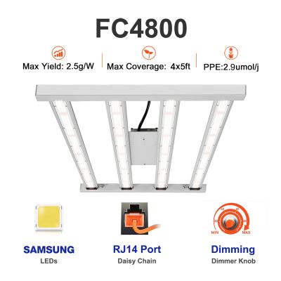 China CrxSunny FC4800 450W 2.91umol/j Cover Led Bar Dimming RJ Port Wire Samsung LM301B Lm301h 3ft*5ft Full Grow Light Bar for sale