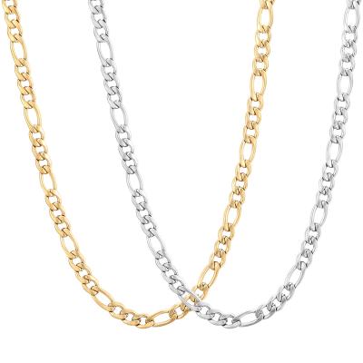 China Trendy Trendy Titanium Steel 18k Gold Plated Choker Necklace Stainless Steel Figaro Chain Necklace For Women for sale