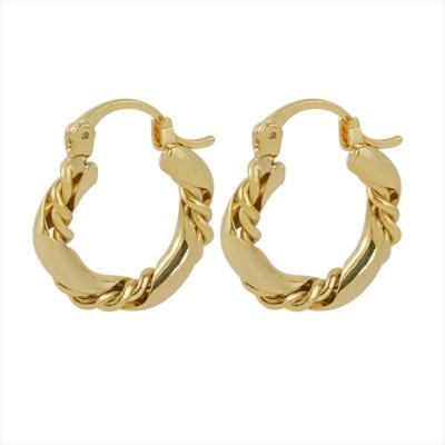 China Vintage CLASSIC High Quality Brass Tiny Hoop 2mm Real Gold Plated Twisted Hoop Earrings Small Hoop Earrings for sale