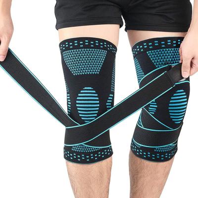 China High Elastic Strength Best Quality Weightlifting Compression Knee Sleeve Weightlifting Knee Brace With Adjustable Straps for sale