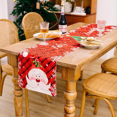 China New Christmas red and green decorations festival performance decoration table flag plaid snowflake old man snowman table flag atmosphere home old man for sale