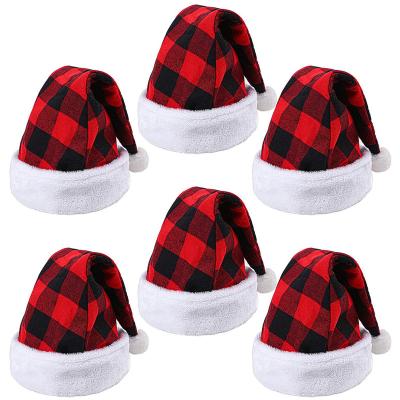 China Cute Christmas Hat Plaid Santa Hat New Year Party Decoration Supplies Festival Performance Decoration 2022 New Design Cartoon for sale