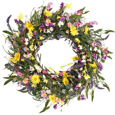 China Wholesale 60cm Lavender Color Lavender Wreath Factory Background Wall Window Decoration Wedding Party Supplies for sale