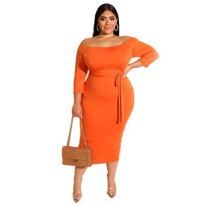 China Plus Size Breathable Solid Dress Women Long Sleeve Sexy And Club Wear Dress Long for sale