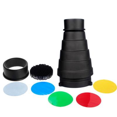 China Conical Snoot With 5PCS Honeycomb Grid Color Filters Kit For Background Bowens Mount Studio Monolight Strobe Backdrop Stand Photos Kit SN-01 for sale