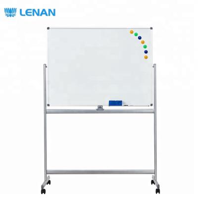 China 360 Degree Rotated Mobile Whiteboard Double Sided Reversible Magnetic Whiteboard Holder Rolling Whiteboard With Stand for sale