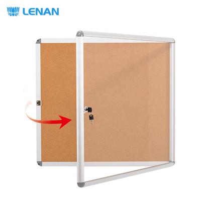 China Wall Mounted Lockable Aluminum Frame Cork Cabinet Enclosed Display Board School Display Bulletin Boards for sale