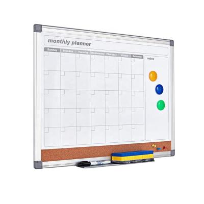 China Monthly Dry Erase Calendar Blank Board Frame Home Office Aluminum Wall Hang Magnetic Whiteboard Planner Weekly Board for sale