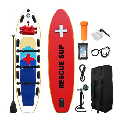 China Wholesale Price Unisex Full Print ISUP SUP Rescue Inflatable Surf Board Tender Board For Multi-person Rescue Surfing Paddle Board for sale