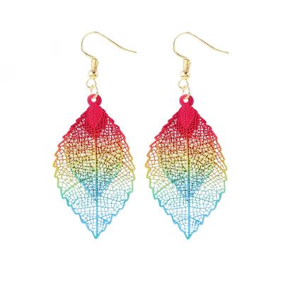 China Large Size CLASSIC Leaf Dangle Earrings Colorful Dangle Earrings For Women Holiday Earrings Gift For Girls for sale